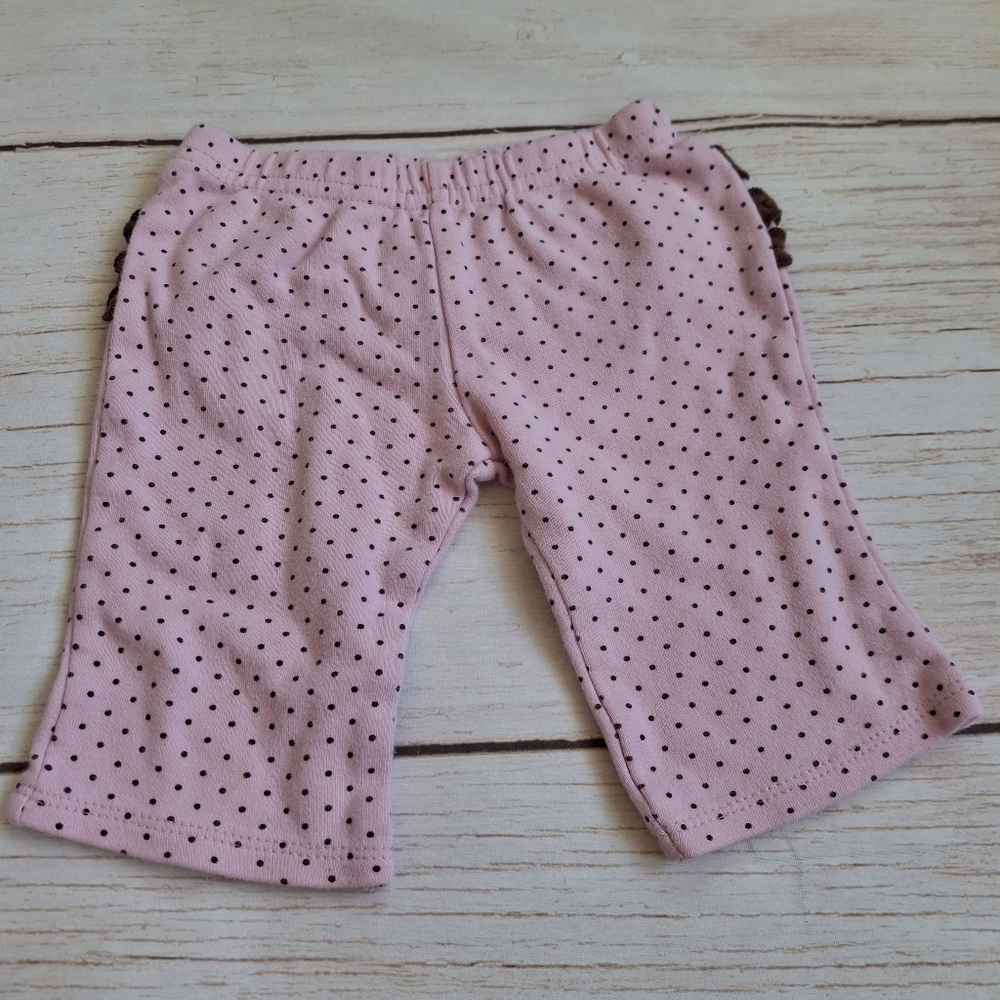 Baby V 3M Pink Pants With Brown Polkadots And Ruffle